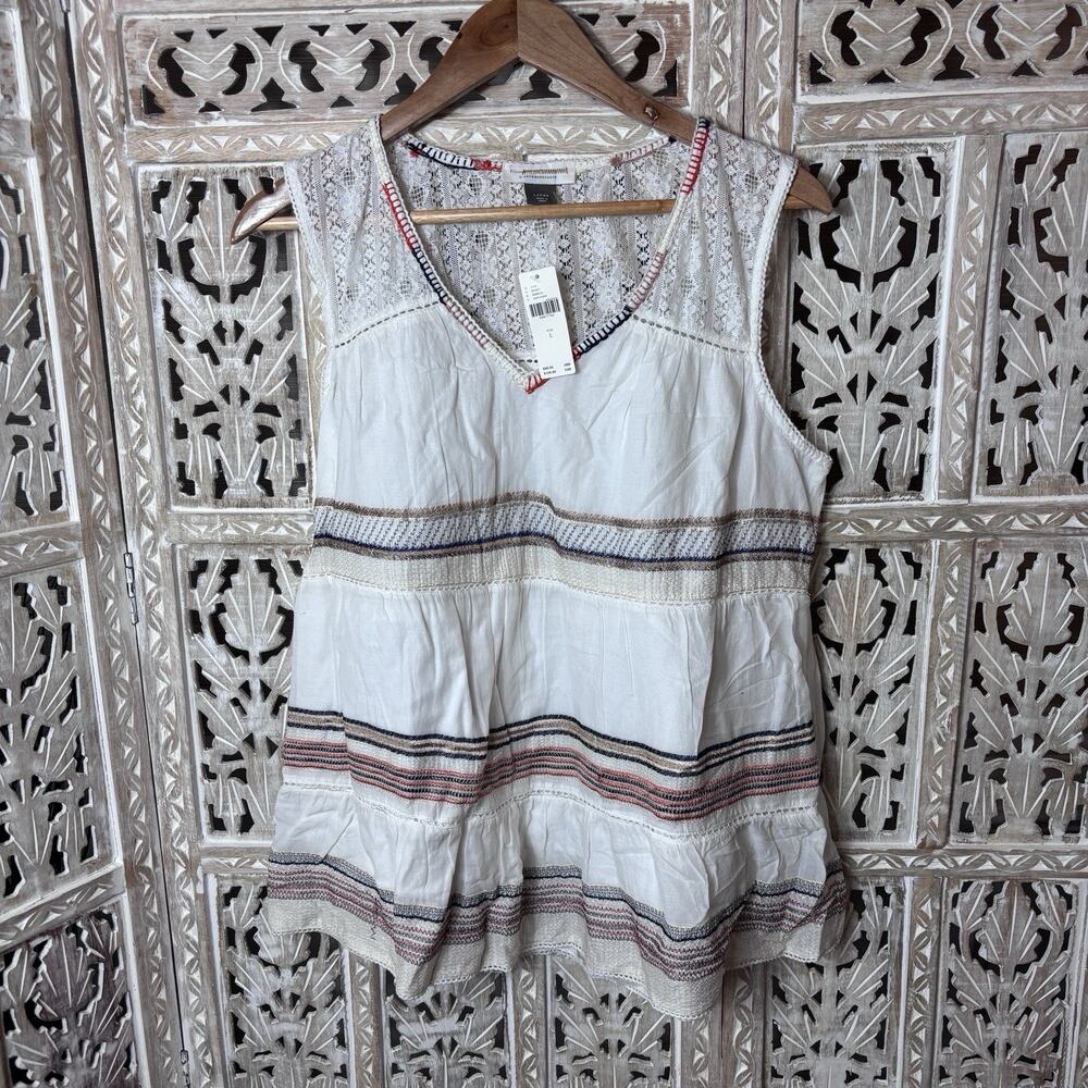 Anthropologie Pilcro and The Letterpress Lani Tank Swing Embroidered Boho Large